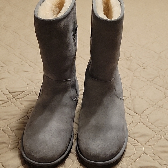 Gray Suede Mid-Calf Ugg Boots - Picture 1 of 5